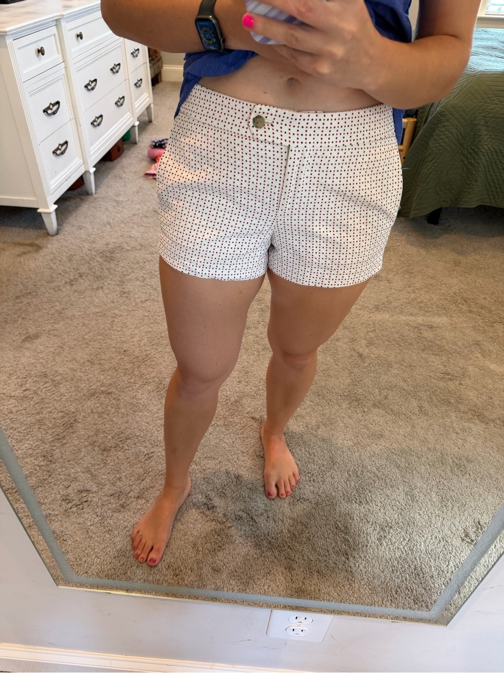 J. Crew White Shorts with Tiny Multicolor Dots
